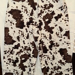 Fashion Nova Brown and White Cow Print Straight Leg Jeans